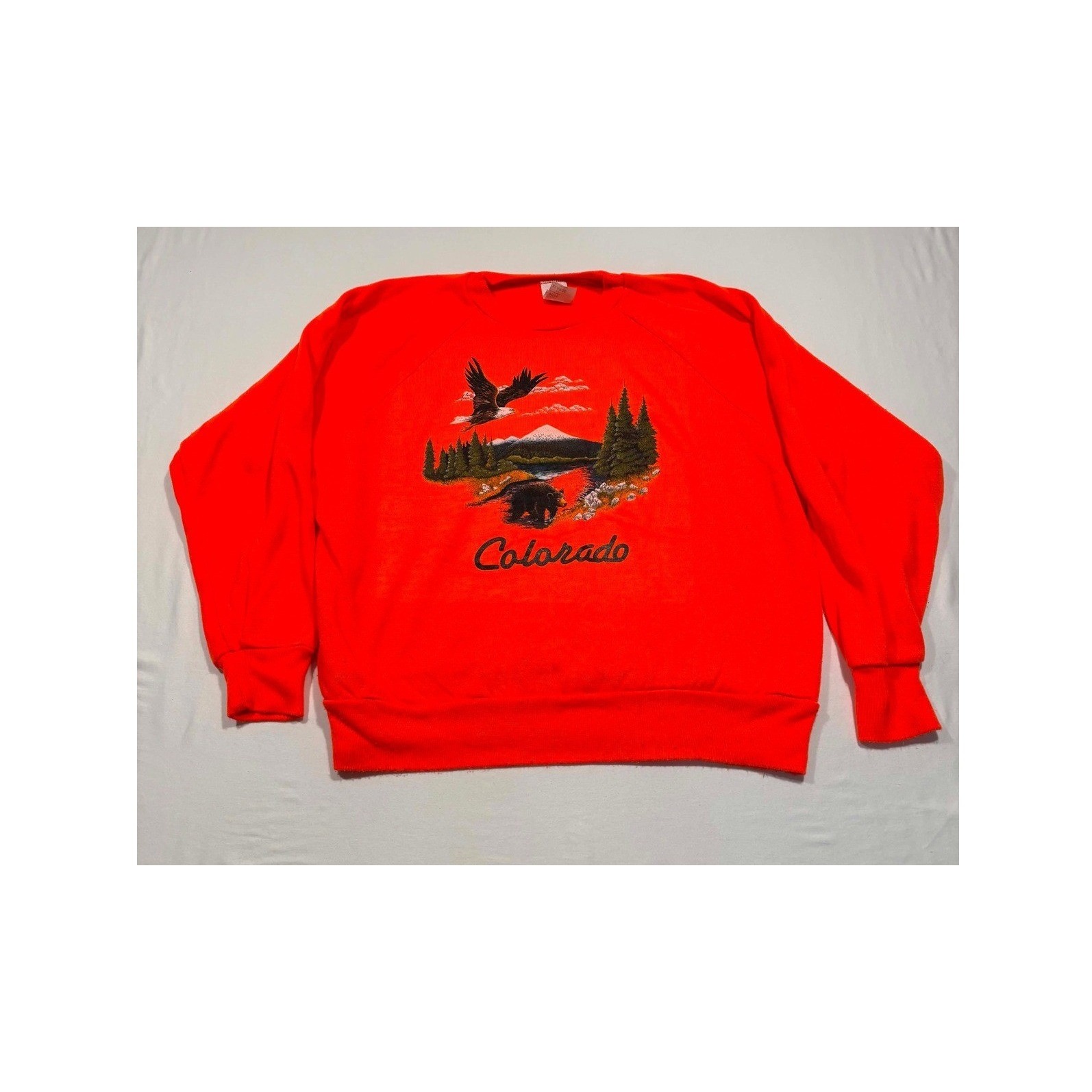 Vintage Sno King Colorado Bear Eagle Sweatshirt Orange Mens Xl Union Made Usa